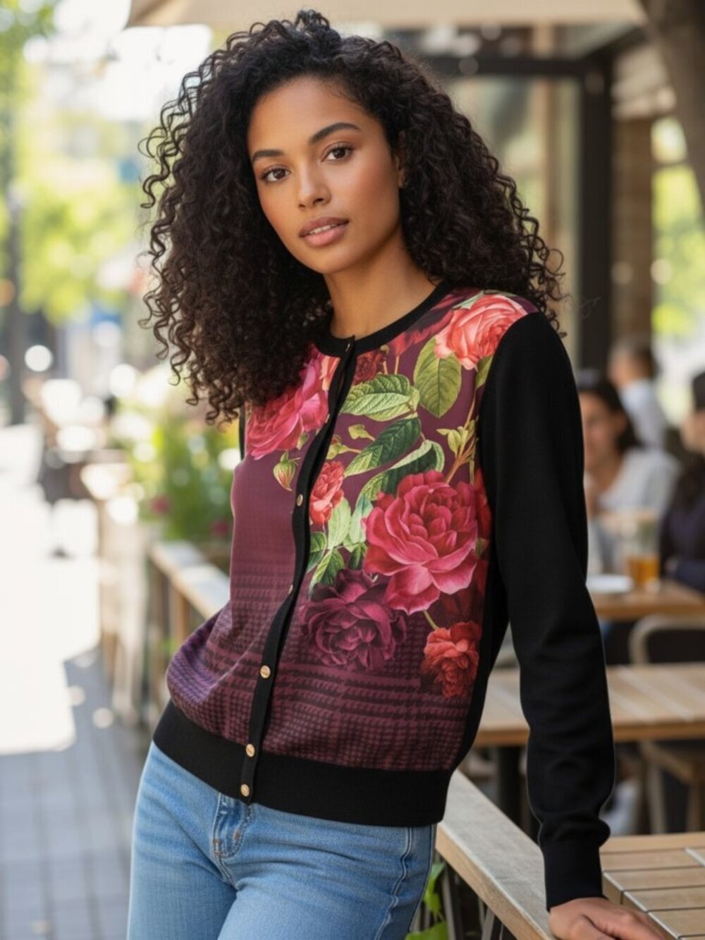 Ted Baker Sweater 2 - 4 Womens Multicolor Teeah Long Sleeve Crew Neck Cardigan - Picture 1 of 7